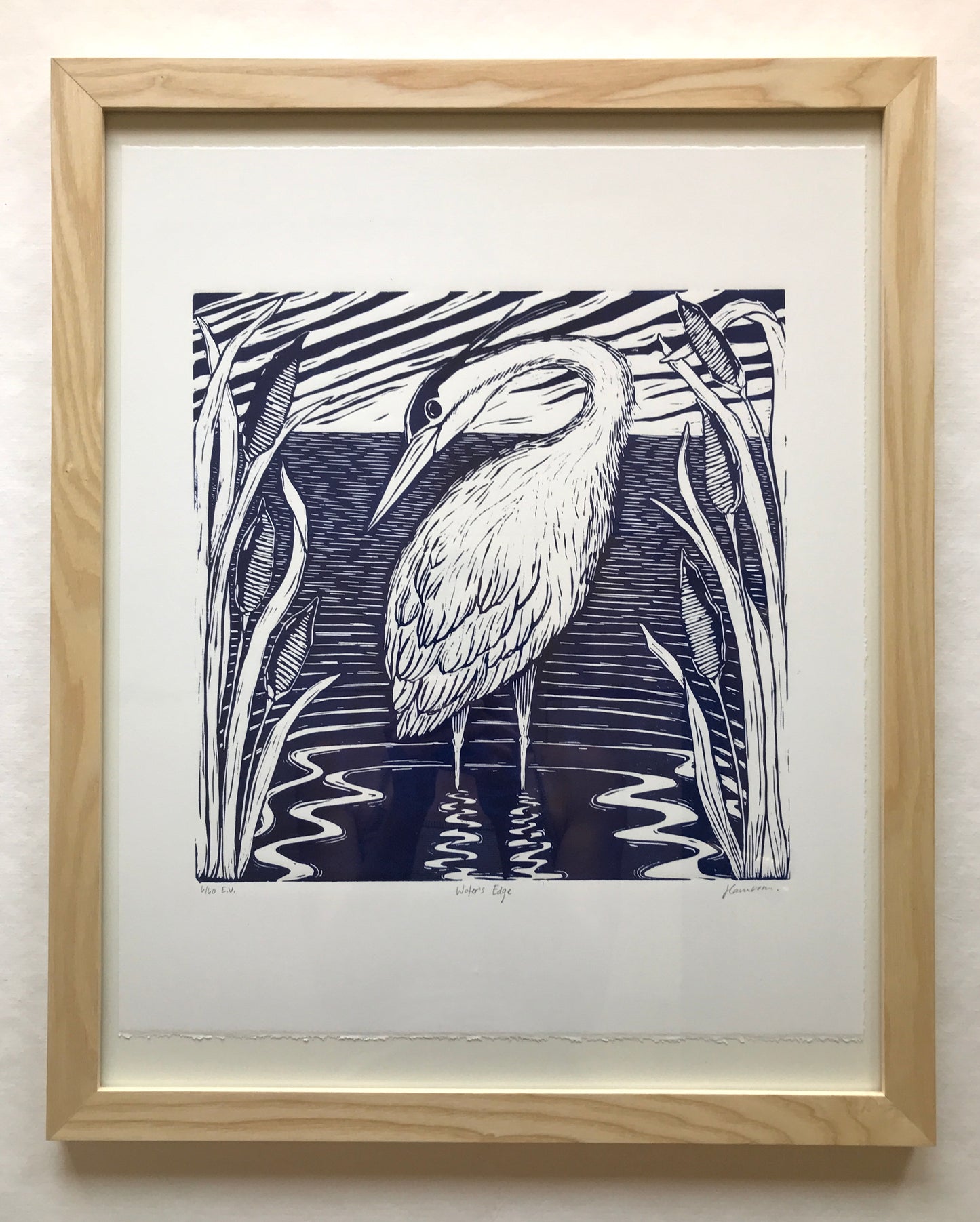 Water's Edge Original Linoprint
