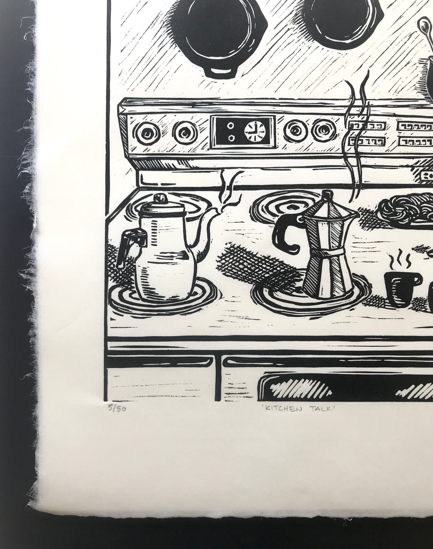 Kitchen Talk Original Linoprint