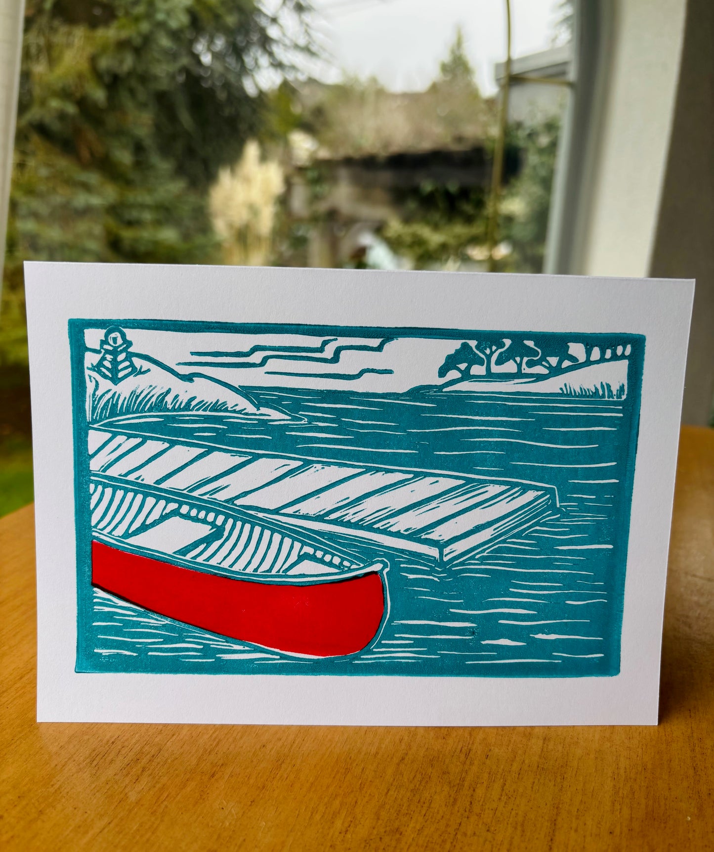 Red Canoe Greeting Card