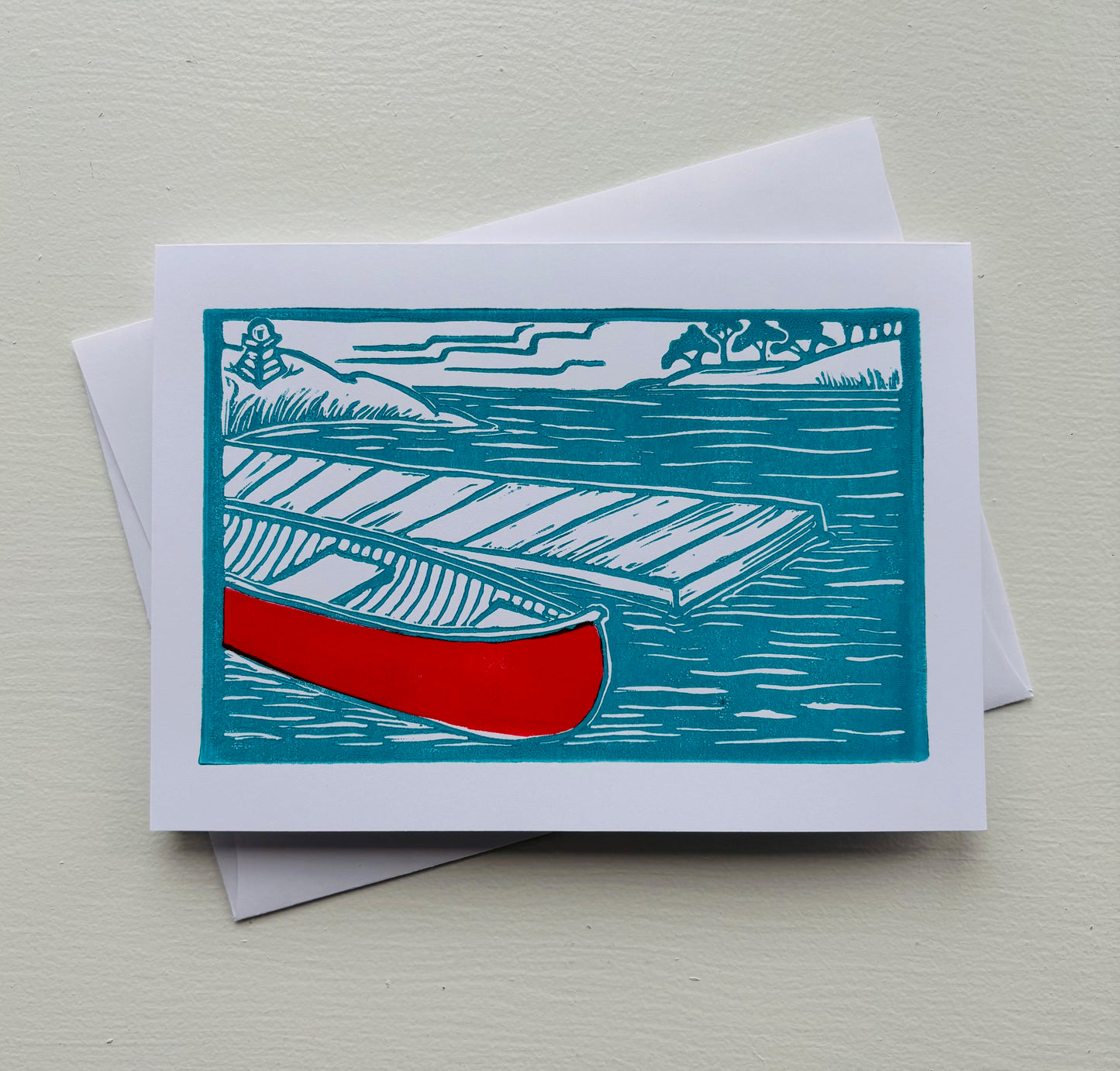 Red Canoe Greeting Card