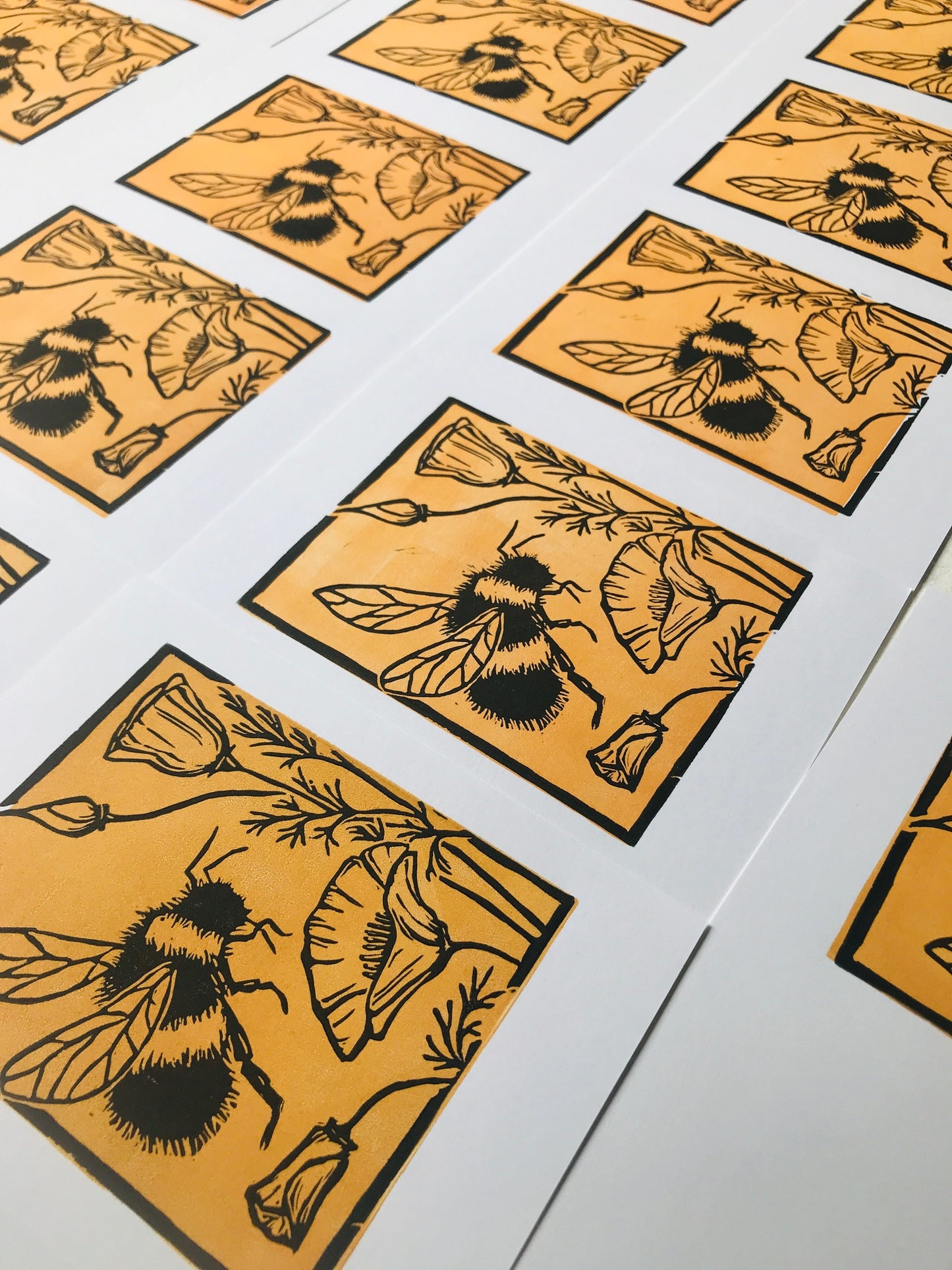 Bee & California Poppies Greeting Card