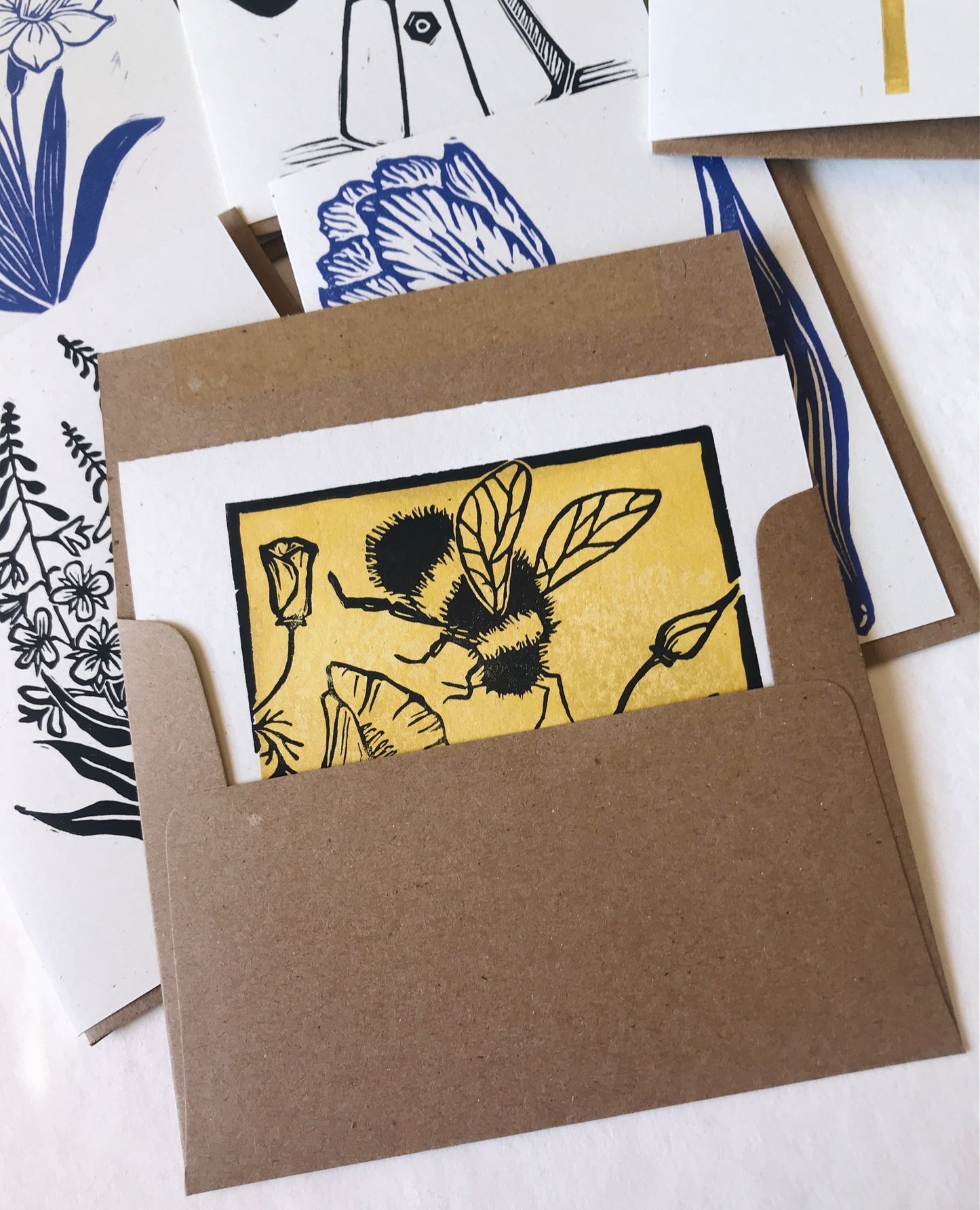 Bee & California Poppies Greeting Card