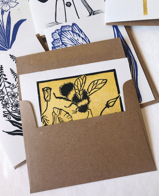 Bee & California Poppies Greeting Card