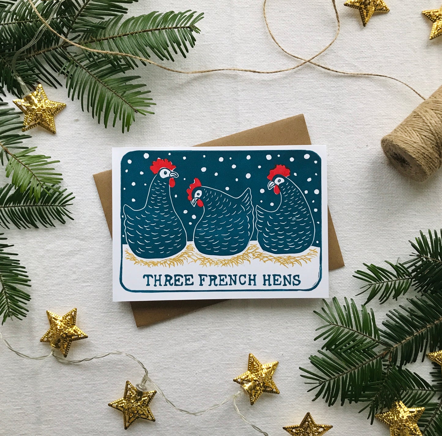 Three French Hens Holiday Card