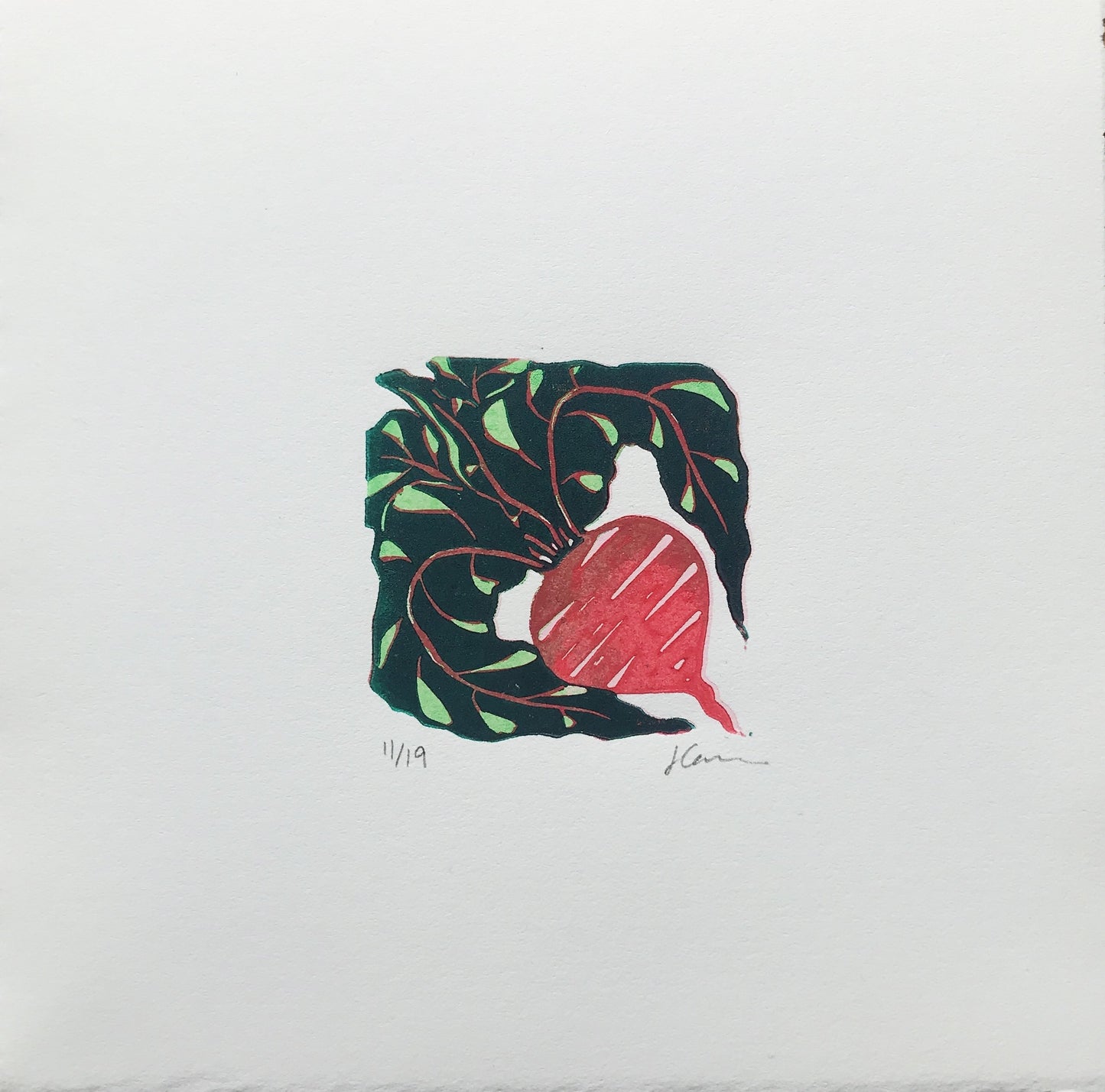 Little Beet Reduction Linoprint