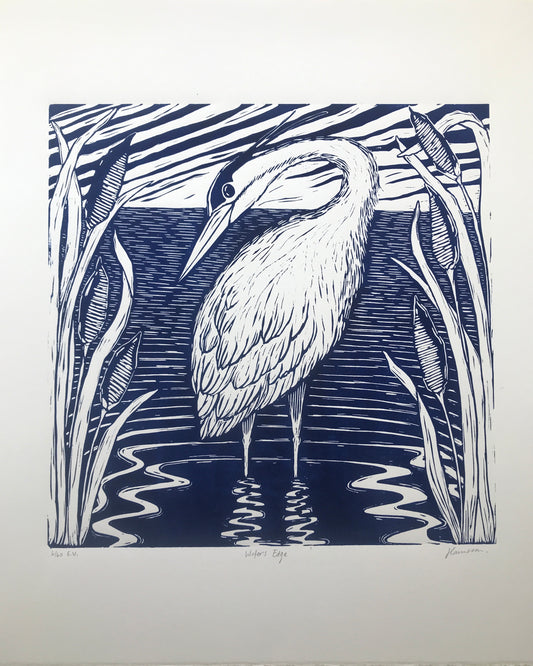 Water's Edge Original Linoprint