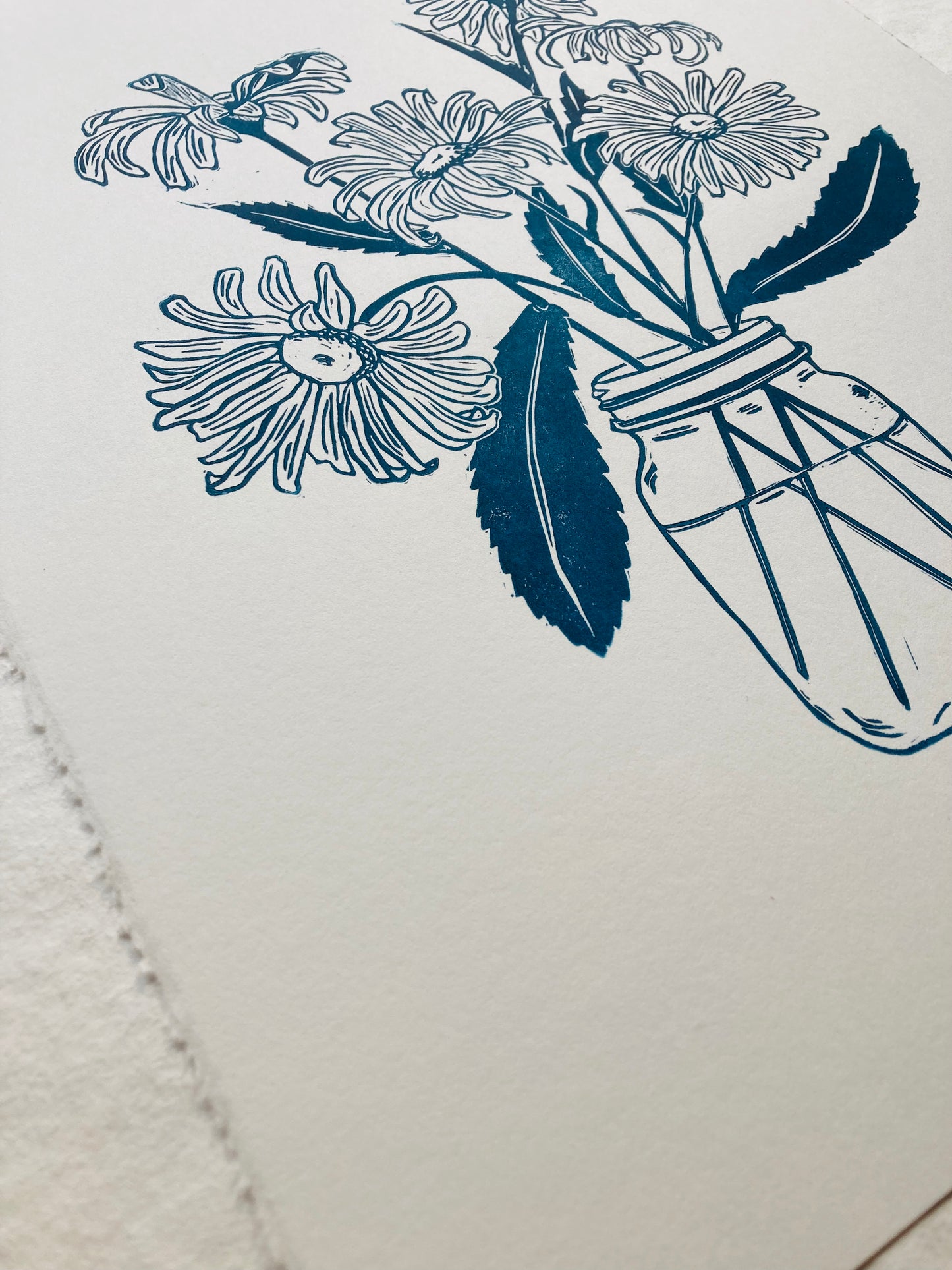Daisies Linocut Print