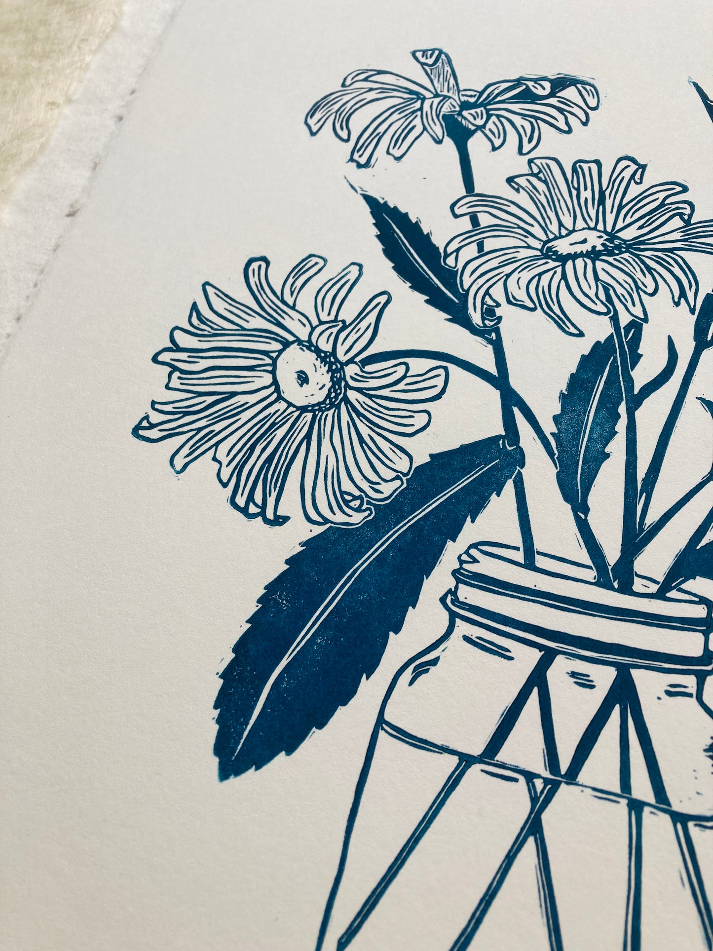 Daisies Linocut Print