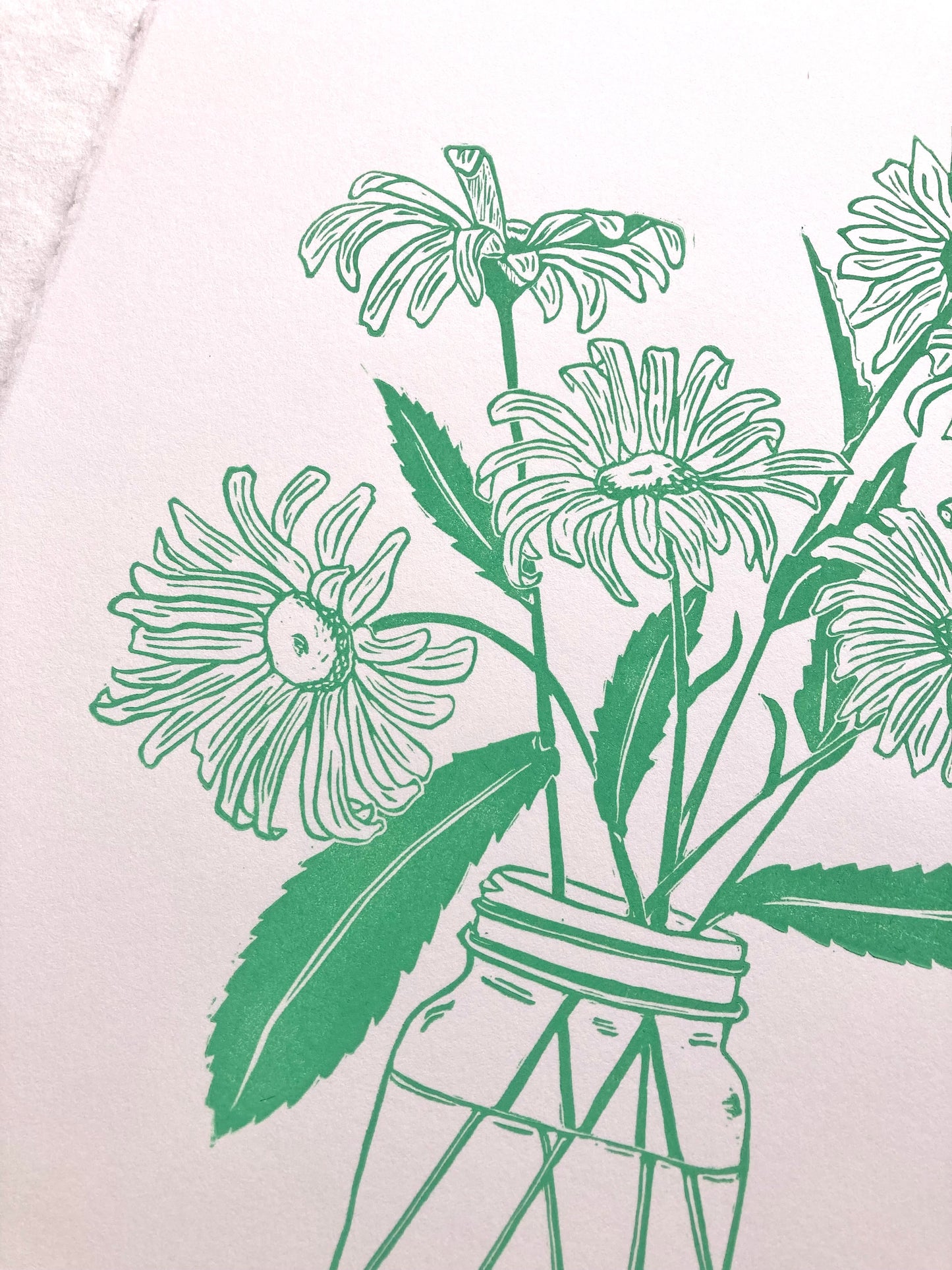 Daisies Linocut Print