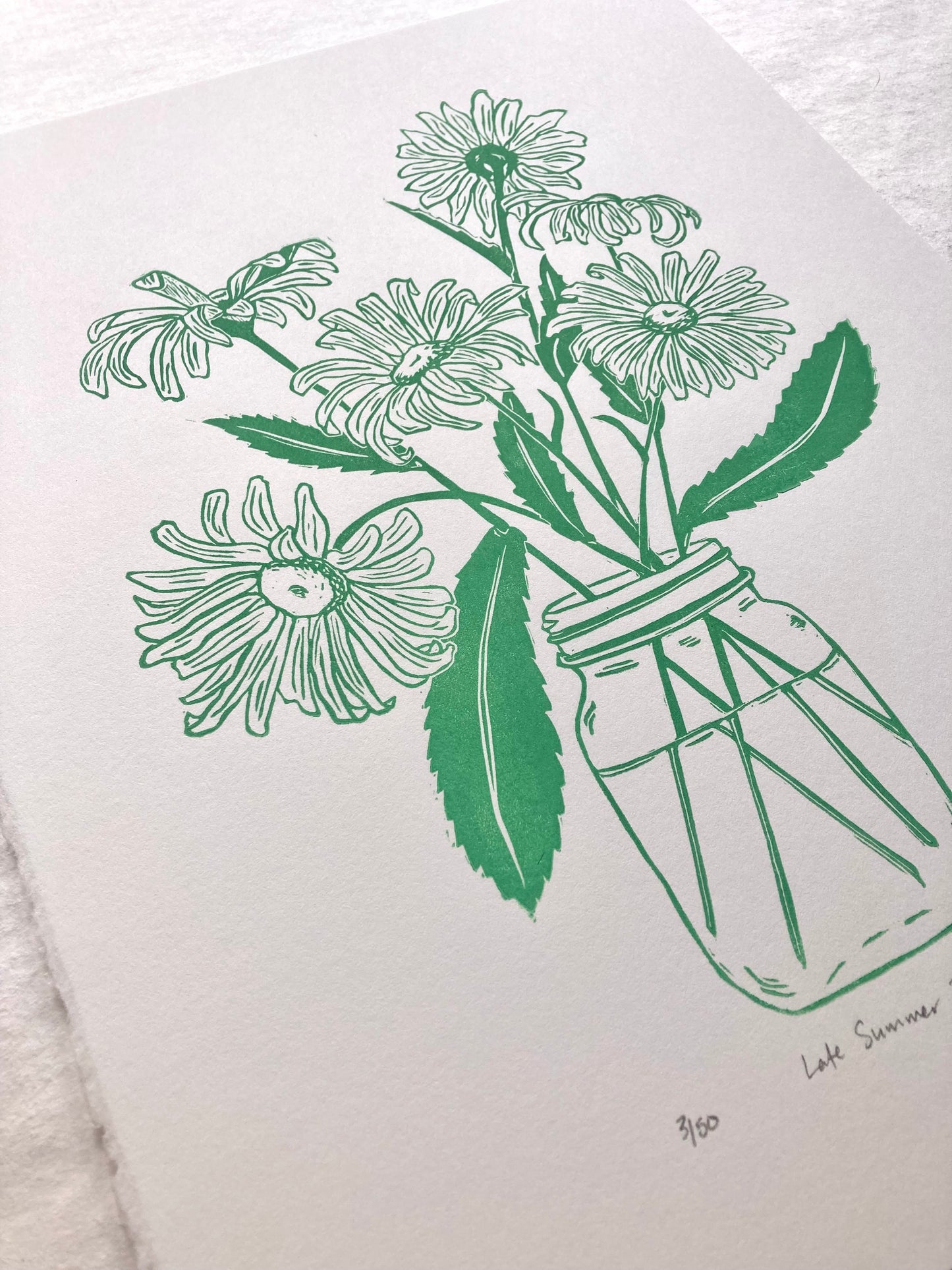 Daisies Linocut Print