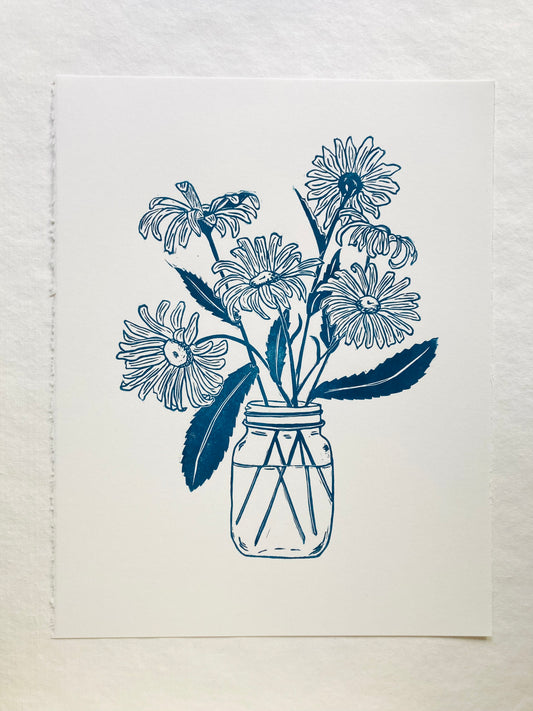 Daisies Linocut Print