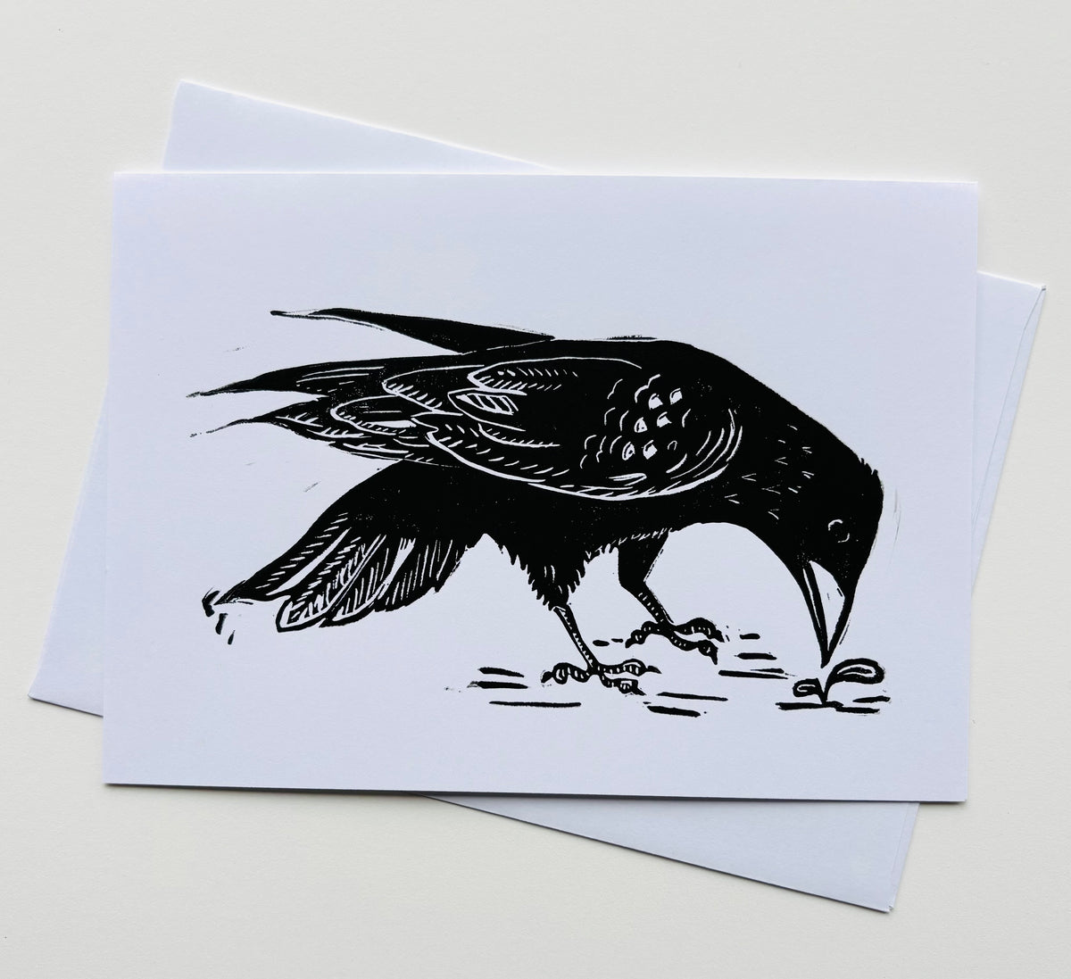 Crow Post Card Crow Greeting Card – Sparrow Printmaking