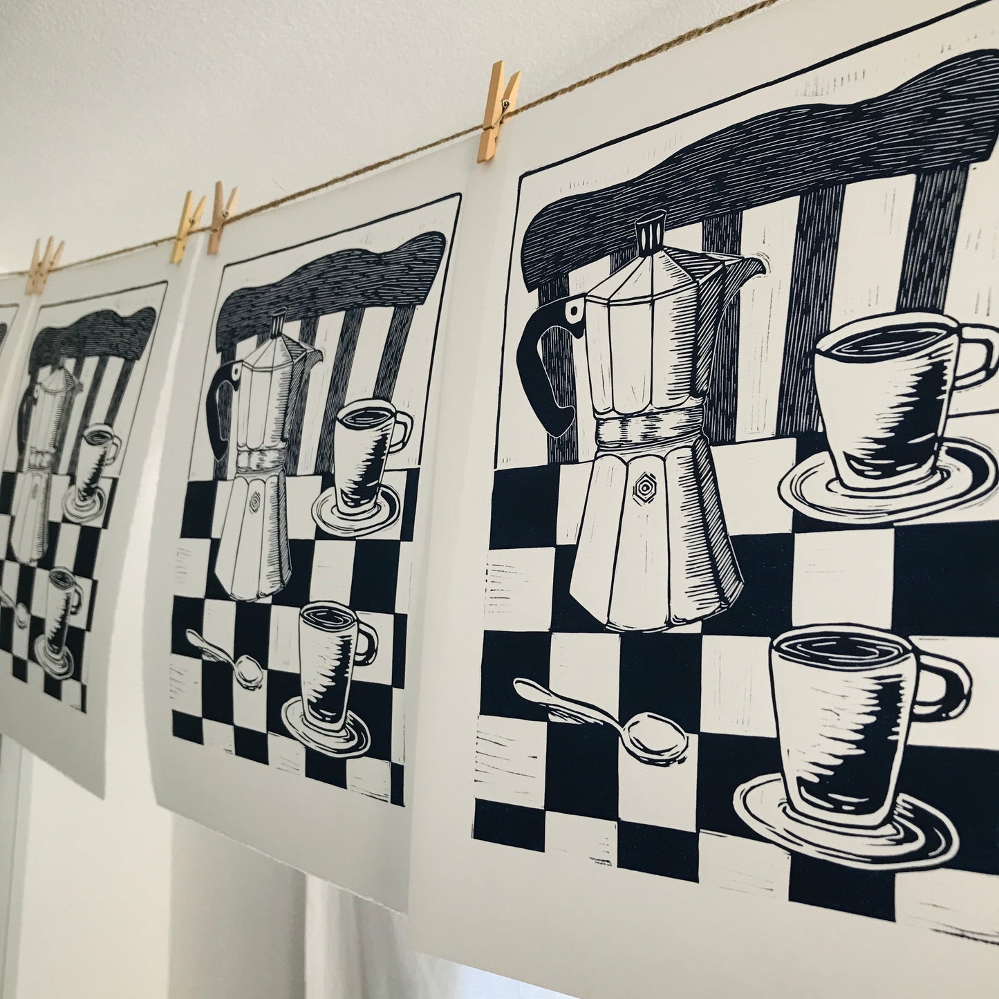 Coffee Time Linocut