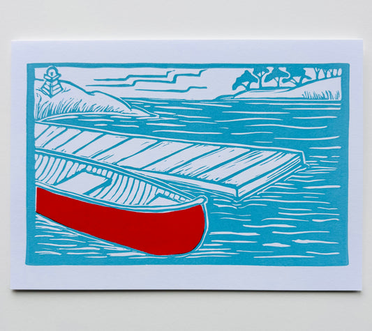 Red Canoe Greeting Card